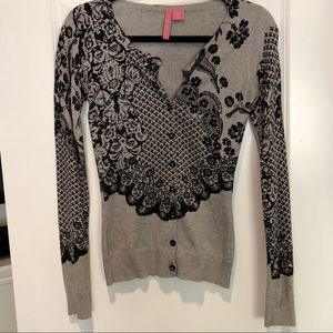 Beautiful Grey and Black Cardigan Sweater